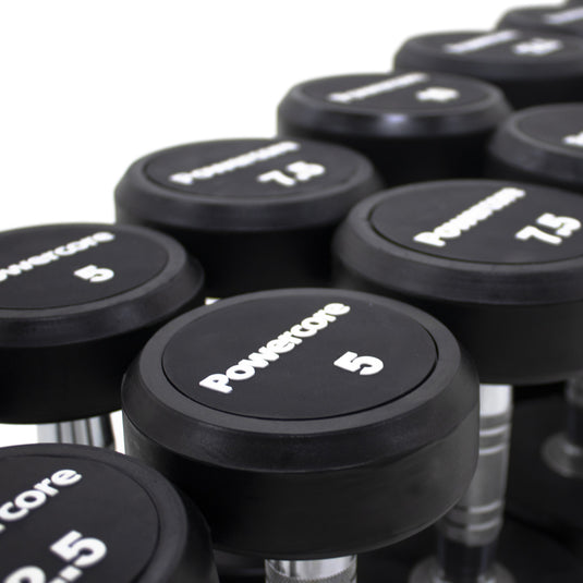 Powercore Round Rubber Dumbbell Set - 10 Pairs (2.5kg-25kg) view 2